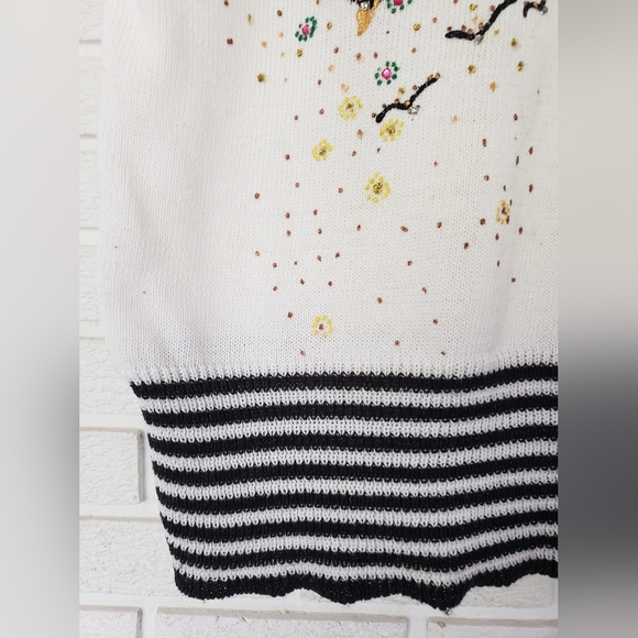80s knitted short sleeve top with birds - Picture 4 of 8